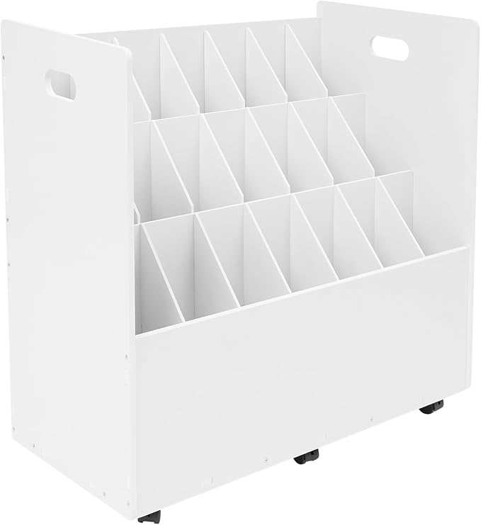 Blue Print Storage Organizer with Wheels, 21 Slots Roll Files Cart, White | Mobile Blueprint Storage Rack Cart, Construction Plan Holder, Map Poster Storage Cabinet for Office Home School by LifeFirstChoice-Blisiour