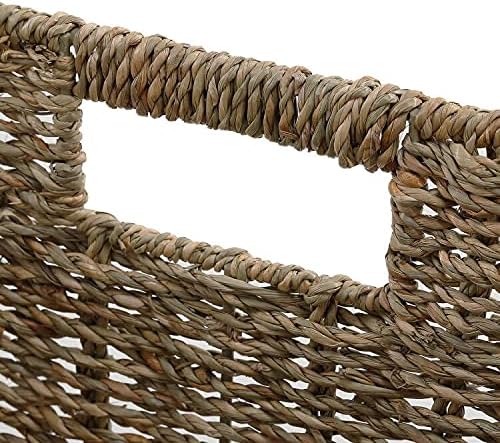 HOONEX Wicker Storage Baskets for Organizing, Decorative Woven Seagrass Baskets for Storage with Carrying Handles, Set of 2, Natural - Image 7
