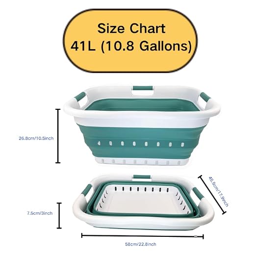 SAMMART 41L (10.8 Gallons) Collapsible 3 Handled Plastic Laundry Basket - Foldable Pop Up Storage Container/Organizer - Space Saving Hamper/Basket (2, White/Celadon Green) - Image 2