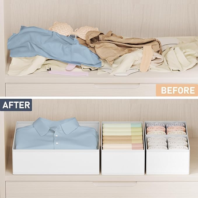 DIMJ Drawer Organizer Clothes 20 Pack - Foldable Baby Organizers and Storage & Dresser Organizer for Bedroom, Closet - Nursery Organization Dresser Dividers for underwear, Sock,Bra, Belt, Tie, White - Image 4