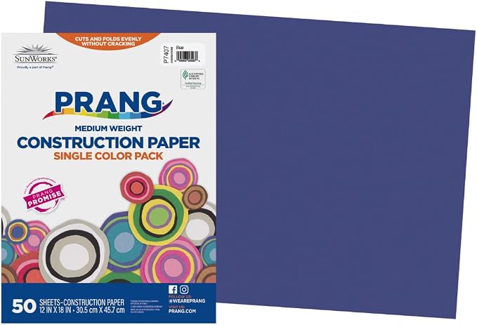 Prang Construction Paper, 12" x 18", Blue, 50/Pack, 25 Packs | Formerly SunWorks, Class Pack, 1250 Sheets Total, P7407 - Image 3