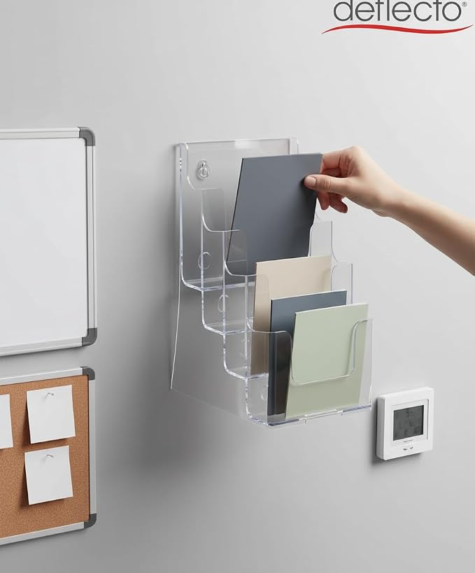 Deflecto 77901 Four-tier multi-compartment medium size docuholder, 6-1/2wx6-1/4dx10h, clear - Image 10