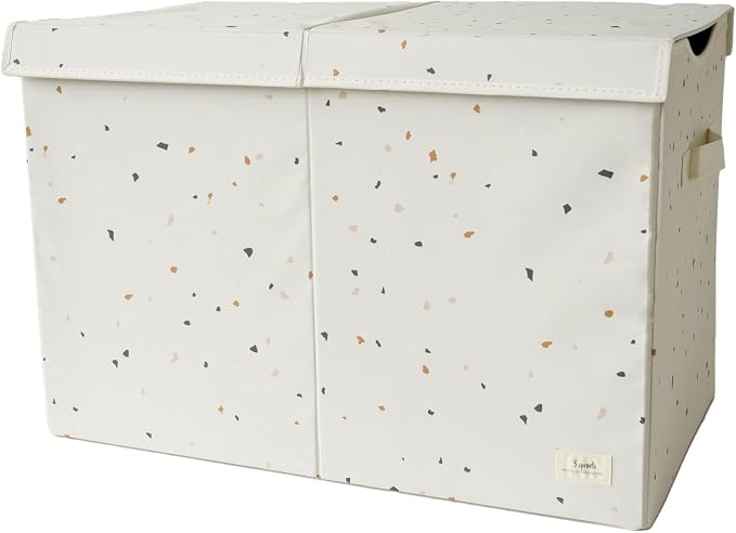 3 Sprouts Recycled Fabric Toy Chest, Extra Large, With Lid, Terrazzo Cream | Recycled fabric, Extra large storage box, Lid included, Collapsible, Sturdy toy bins, Kids bedroom or playroom, Lightweight by 3Sprouts