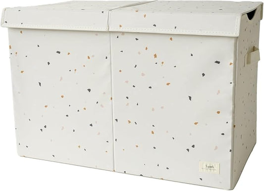 3 Sprouts Recycled Fabric Toy Chest, Extra Large, With Lid, Terrazzo Cream | Recycled fabric, Extra large storage box, Lid included, Collapsible, Sturdy toy bins, Kids bedroom or playroom, Lightweight by 3Sprouts