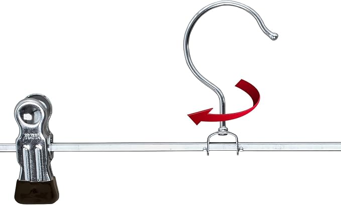 Mawa by Reston Lloyd Non-Slip Space-Saving Clothes Hanger for Pants & Skirts with Two Clips, Style K/40D, Set of 2, 15 3/4" L, Red - Image 3