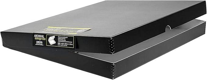 Lineco 16x20 Black Clamshell Archival Folio Storage Box, 1.75" Deep | Acid-Free with Metal Edge. Preserves Picture Longevity, Organize Photos or Documents, Crafts, DIY by Lineco