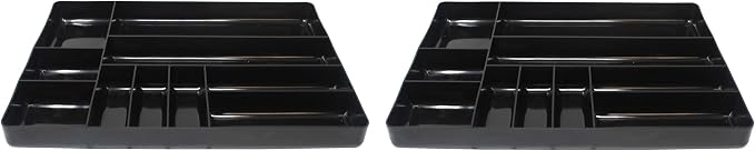 JSP Manufacturing Black Stackable Lightweight 10 Compartment Organizer Tray (2) by JSP+Manufacturing
