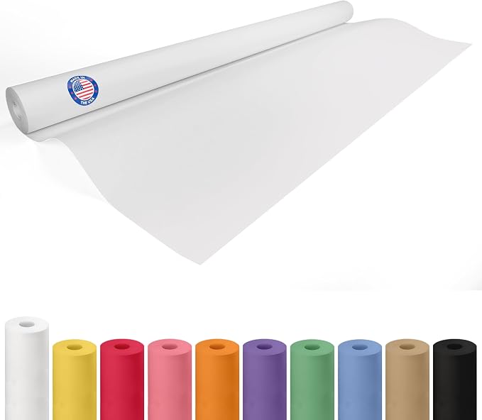 Extra White Offset Kraft Paper Roll 48" x 2160" (180 ft) – USA-Made 50lb Premium Eco Paper, Brighter-Than-Standard White – Ideal for Packing, Wrapping, Arts & Crafts, School Projects by IDL Packaging by IDLPackaging