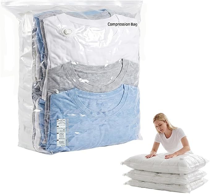 No‑Pump Vacuum Storage Bags,Reusable Cube Compression Space Saver Bags,3 Sizes Press & Seal Compression for Clothes, Bedding & Travel (1, 23.62 * 15.74") by ANYSENTHome