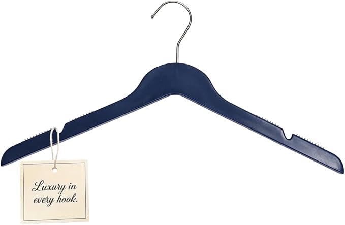 All Hung Up Hangers Slim Plastic Clothes Hangers, Space-Saving Design with Non-Slip Grip, Durable for Everyday Use, Navy Blue, 18 pcs by PerfectlyCloseted