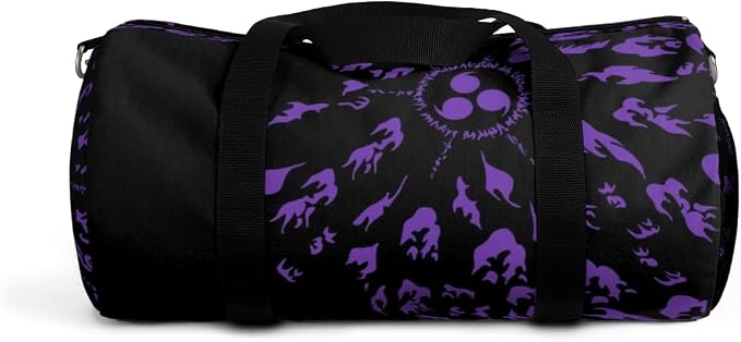 Large Capacity Waterproof Duffel Bag for Women & Men, Travel Gym Sports Bag with Shoe Compartment, Expandable Weekender Carry On for Fitness, Camping & Outdoor Use (Prple Cursed Mark) - Image 4
