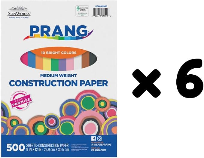 Prang SunWorks Construction Paper, 10 Assorted Colors, 9" x 12", 500 Sheets/Pack, Case of 6 Packs, 3000 Sheets Total - Image 4