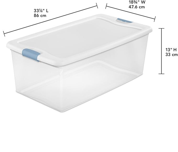 Sterilite 16-Pack Latching Box, Under Bed Storage Bins with Lids, Clear Plastic, 106 Quart - Heavy-Duty Organizing Containers for Closet, Bathroom, and Office - Image 2