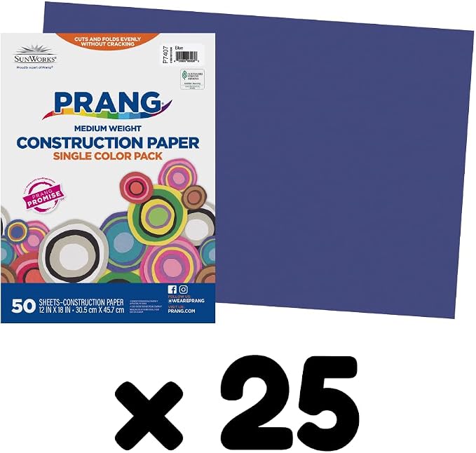 Prang Construction Paper, 12" x 18", Blue, 50/Pack, 25 Packs | Formerly SunWorks, Class Pack, 1250 Sheets Total, P7407 - Image 2
