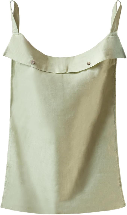 100% Linen Hanging Laundry Hamper Bag 20x27Inch, Over the Door with 2 Buttons and Bottom Zipper Saving Space Wall Back organizers For Dirty Clothes Dorm Travel College Camp Sock Large Capacity,Green by INYOWAKI
