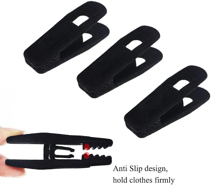 TOFIIGREM Black Velvet Hangers Clips 20 PCS, Non-Slip Velvet Clips for Suit Pant Skirt Hanger, Strong Finger Clips Perfect for Thin Flocking Hangers - Image 6