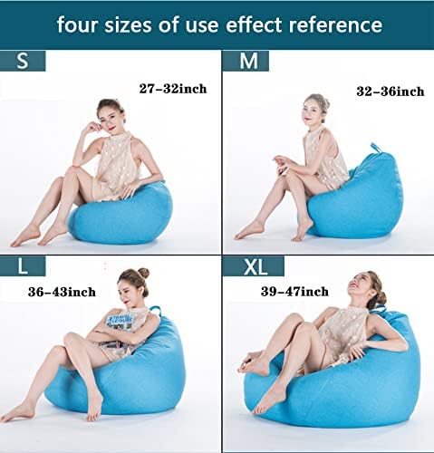 Stuffed Animal Storage Bean Bag Cover (No Filler) Extra Soft Beanbag Seat Chair Covers-Cotton Linen Memory Foam Beanbag Replacement Cover for Adults Children without Filling - Image 6