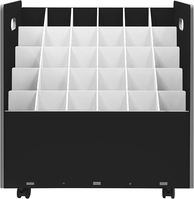 Blue Print Storage Organizer with Wheels, 30 Slots Roll Files Cart, Black | Mobile Blueprint Storage Rack Cart, Construction Plan Holder, Map Poster Storage Cabinet for Office Home School - Image 3