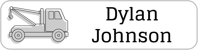 Name Bubbles - Custom Daycare Name Labels (99 Labels - 5 Sizes) Personalized Waterproof Name Stickers for Clothing Tags, Toys, Books, Water Bottles, Lunch Boxes, School, and Shoes (Truck) by NameBubbles