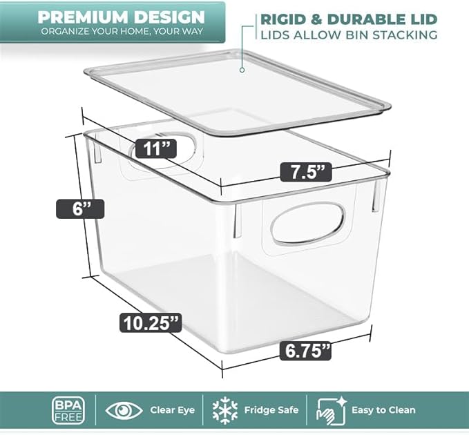 Sorbus Large Clear Plastic Storage Bins with Lids, Stackable Toy Storage Bins, Clothes, Medicine, Makeup, Closet, Art Supply, Bathroom, Shoe, Toy Storage Organizer (2 Pack) - Image 2