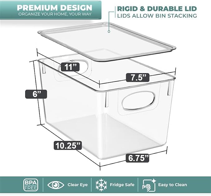 Sorbus Large Clear Plastic Bins with Lids – Stackable Organizer for Toys, Clothes, Medicine, Makeup, Art Supplies, Closet, Bathroom, and Shoes (4 Pack) - Image 2