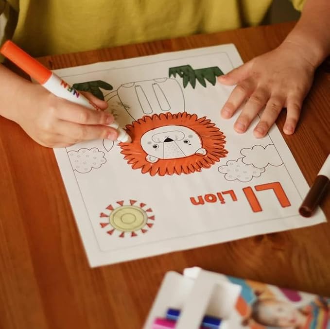 NuFun Activities Mess Free Coloring Set Animal Alphabet 8 Markers 8.5x11 | Mess-Free Coloring Formula, 8 Markers, No Mess on Skin/Clothes, Gift for Kids - Image 5