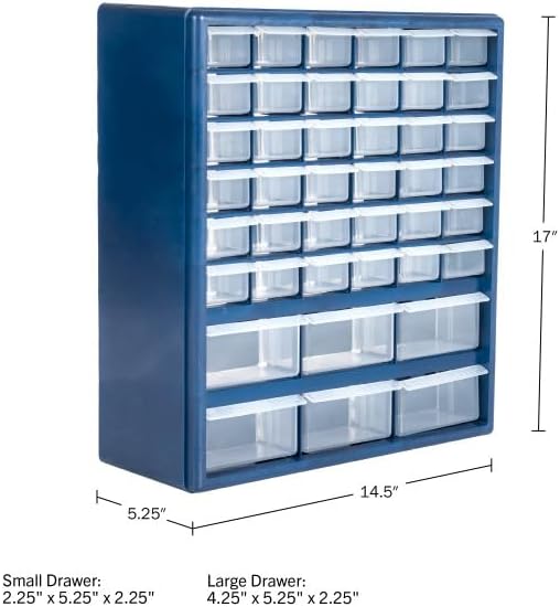 Plastic Storage Drawers – 42 Compartment Organizer – Desktop or Wall Mount Container for Hardware, Parts, Crafts, Beads, or Tools by Stalwart, 10 Targets - Image 3