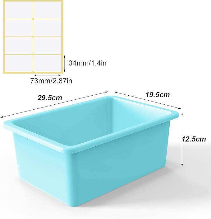 Zonon 12 Pcs Plastic Cubby Storage Bin Back to School Classroom Cubby Organization Storage Container with 1 Pack Self Adhesive Label for Office School Library(Retro Color,11.61 x 7.68 x 4.92) - Image 2