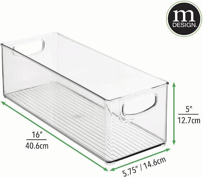 mDesign Plastic Office Supply Organizer - Storage Holder Bin with Handles for Desk Drawer, Cabinet - Pencil, Pen, Envelope and Supplies Container Basket - Ligne Collection - 4 Pack - Clear - Image 6