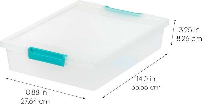 IRIS USA Storage Bins with Lids |Made in USA| 6 Qt - (3-Pack) - Clear | Sensory Craft Organizers, Plastic Clip Box Totes, Flat Containers for Organizing Paper, Office, Art & Study Supplies - Image 2