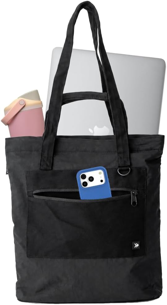 Thread Wallets Utility Tote – Large Travel Tote with Multi-Pocket Design, Laptop Compartment & Work Bag for Women (Black) by ThreadWallets