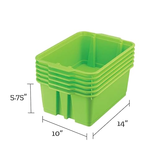Really Good Stuff-160074GRN Stackable Plastic Book and Organizer Bins for Classroom or Home Use – Sturdy, Colored Plastic Baskets (Set of 12) | Stackable Storage Plastic Bins for Classroom Organization, Home Storage, Office & Hospital Supplies - Image 2
