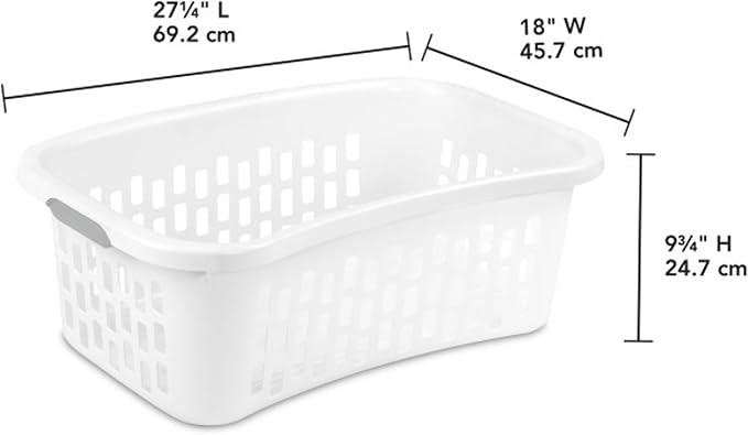 Sterilite 12 Pack HipHold Laundry Basket, Plastic Rectangle Clothes Hamper with Comfort Grip Handles & Reinforced Rim, 1.5 Bushel Capacity, White - Image 2