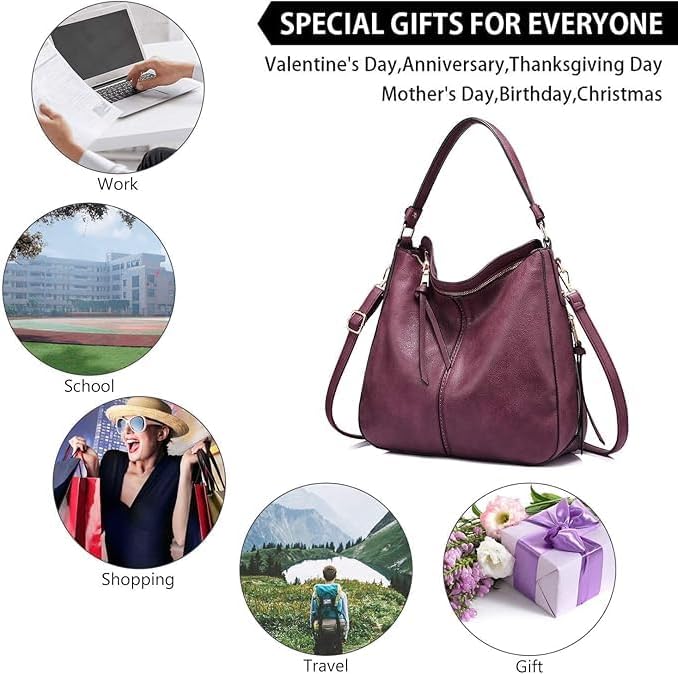 Hobo Crossbody Bag for Women, Designer Shoulder Purse Handbags - Image 5