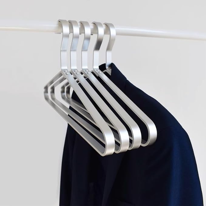 Premium Matte Silvery Aluminum Coat Hangers 90 Piece Set, 16.5” Extra Smooth & Durable Metal Shirt Dress Hanger,Aluminum Alloy Hanger,Clothing Support,Clothing Hang by WONQEXZ
