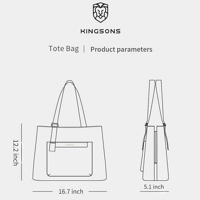 Kingsons Tote Bag for Women, Large Nylon Tote handbags, waterproof Laptop Tote with 14" MacBook Pro Compartment - Image 2