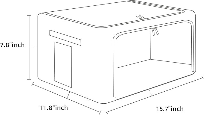 FHSQX 2 Pack Clear Window Storage Bins Foldable Fabric Storage Bins Boxes for Clothes Stackable Box Organizer Set with Carrying Handles (Beige, 22L,15.7x 11.8x 7.8 Inch) - Image 4