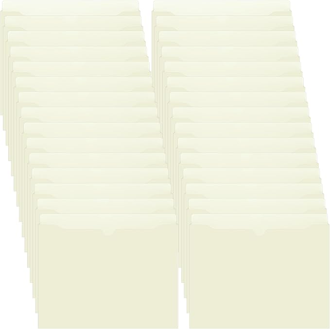 Dunzoom 50 Pack File Jackets Letter Size 2 Inch Beige Expansion Manila Plastic File Folders Expandable Heavy Duty Reinforced Straight Cut Tab Expandable Document Jacket for Office by Dunzoom