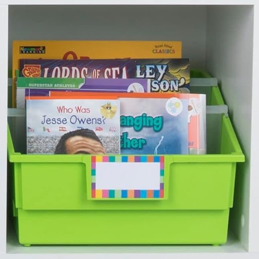 Really Good Stuff Neon Picture Book Classroom Library Bins, 4 Pack | 13.5" x 13.5" x 7.75, Large Plastic Bin Organizers for Book Organization, Documents, Files, Magazines - Image 9