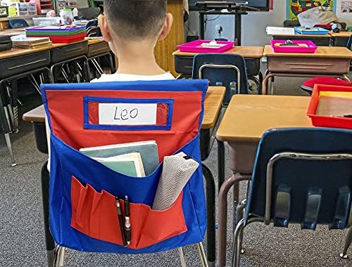 5 Pcs Chairback Buddy Organizer Pockets with Name Tag Slot - Classroom Kids Seat Hanging Storage Bag for Preschool Daycare, With 6 Pockets for Organizing School Supplies ﻿ - Image 5