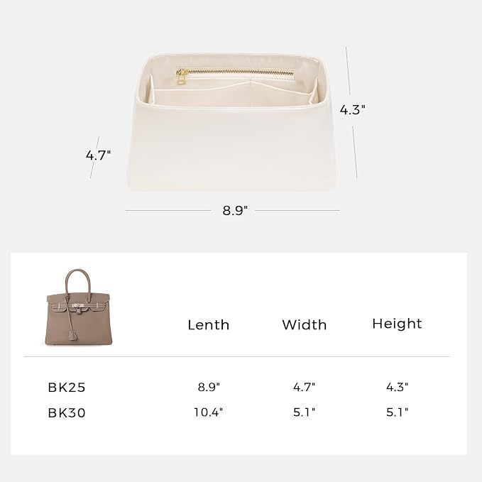 ZTUJO Silky Purse Organizer For Birkin, Luxury Purse Organizer Insert (Craie, BK25) - Image 3