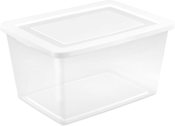 Sterilite Clear Storage Box Stackable Tote, 58 Quart, 16-Pack | Clear Plastic Container with Secure Snapping Lids for Home and Office Organization, White - Image 7