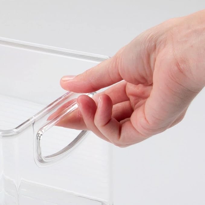 mDesign Plastic Office Supply Organizer - Storage Holder Bin with Handles for Desk Drawer, Cabinet - Pencil, Pen, Envelope and Supplies Container Basket - Ligne Collection - 4 Pack - Clear - Image 5