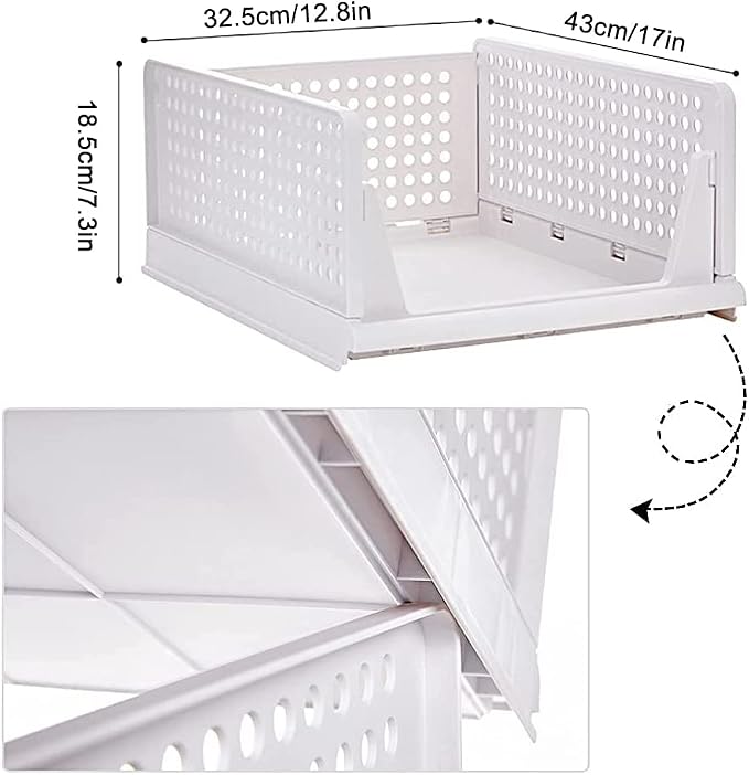 yazi 8 Pack Foldable Plastic Wardrobe Storage Bins | Stackable Cube Baskets Used as Closet Drawer and Shelf Organizer, Great for Bedroom Clothes Tidy Storage - Image 2