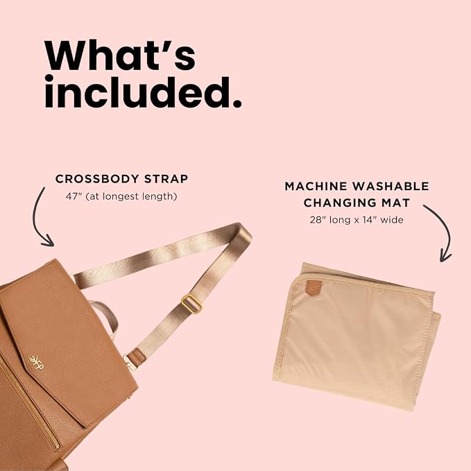Freshly Picked Classic Diaper Bag II Backpack – Premium Vegan Leather, Large Capacity Baby Bag with Changing Pad, Stylish & Functional for Moms & Dads, Butterscotch - Image 7
