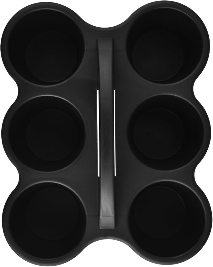 ALINK 6 Pack Classroom Caddy Storage Basket with Handle, Plastic Drink Cup Caddy Holder, 6 Compartments for Kids, Table, Office, Arts, Crafts, Crayon, Marker, Pencil, School Supplies - Black - Image 3