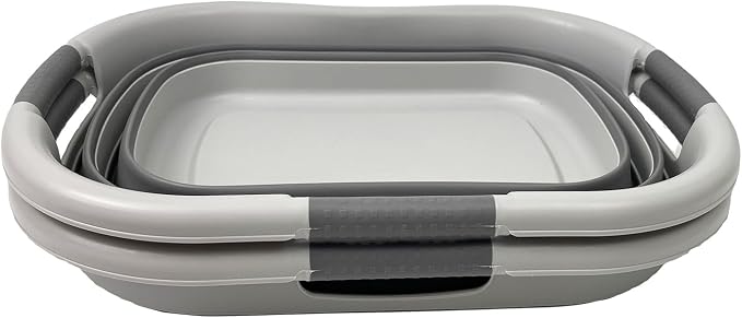SAMMART 30L (7.9 gallon) Collapsible Plastic Laundry Basket - Foldable Pop Up Storage Container/Organizer - Portable Washing Tub - Space Saving Hamper/Basket (Grey/Deep Grey (Set of 2)) - Image 2