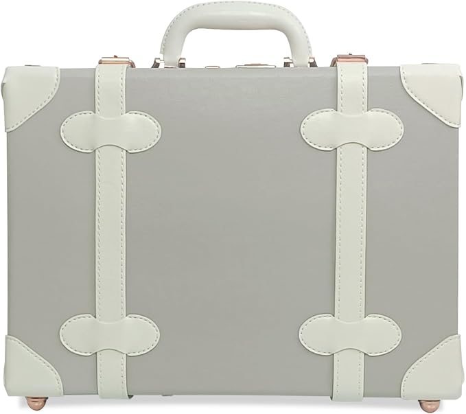 Unitravel Baby Keepsake Case, 16" Handmade Memory Storage Box, Newborn Keepsake Box, Vintage Suitcase for Baby Shower, Baptism, Naming Ceremony or Birthday (Grey) by Unitravel