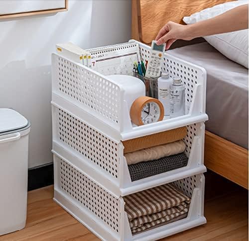 yazi 8 Pack Foldable Plastic Wardrobe Storage Bins | Stackable Cube Baskets Used as Closet Drawer and Shelf Organizer, Great for Bedroom Clothes Tidy Storage - Image 8