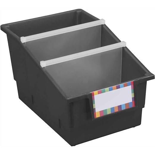 Really Good Stuff Black Chapter Book Classroom Library Bins with Dividers | 8.75" x 13.5" x 7.75", 4-Pack, Large Plastic Bin Organizers for Book Organization, Documents, Files, Magazines - Image 2